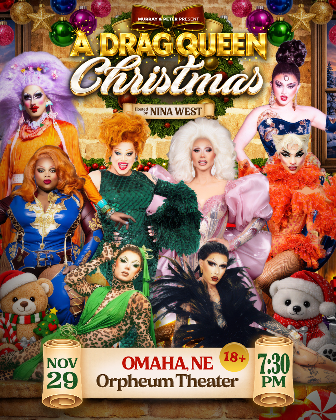 A Drag Queen Christmas poster — Nov 29, Orpheum Theater, Omaha